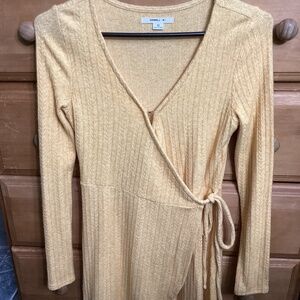 O’Neill mini yellow wrap sweater dress XS